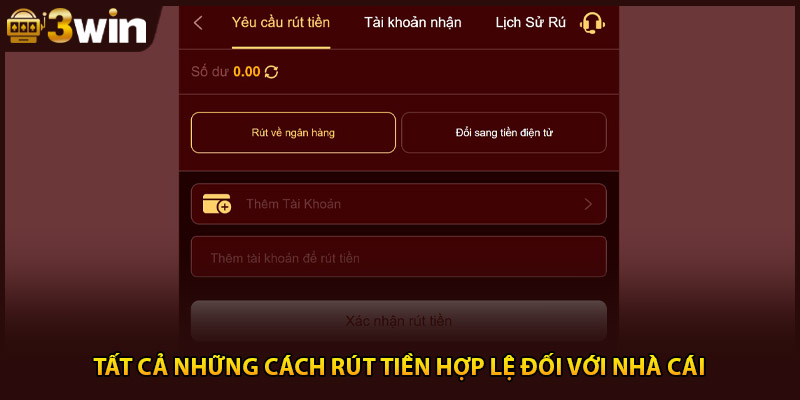 Tất cả những cách rút tiền hợp lệ đối với nhà cái